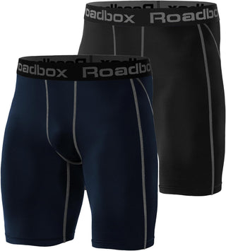 Roadbox Compression Shorts for Men 3 Pack Cool Dry Athletic Workout Underwear Running Gym Spandex Baselayer Boxer Briefs