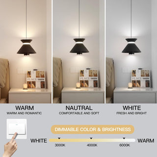 YT YATAI LIGHTING Modern Black LED Pendant Light, Minimalist Small Single Mini Pendant Light for Kitchen Island, Bedroom, Bedside, Adjustable 3 Color Light