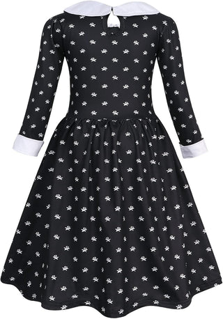 AmzBarley Girls Addams Costume Little Kids Addams Family Dress Up for Halloween Cosplay Birthday Party