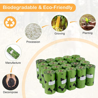 SKY-TOUCH 20Rolls-300pcs Dog Poop Bags Pet Dog Supplies for Dogs include 1pcs Green Adjustable Dispenser，Extra Thick and Strong, 100% Leak Proof, Biodegradable Waste Bag