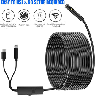 BOGYKIK Endoscope,Inspection Camera with 16.4FT, Endoscope Camera with Light,1920P HD Borescope with 9 LED Lights, inspection camera,Endoscope Semi-Rigid Snake Camera, endoscope 7.9mm IP67 Waterproof