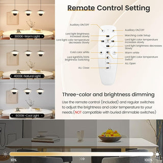 YT YATAI LIGHTING Modern Black LED Pendant Light, Minimalist Small Single Mini Pendant Light for Kitchen Island, Bedroom, Bedside, Adjustable 3 Color Light