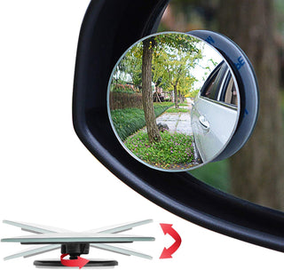 Ampper Blind Spot, 2" Round HD Glass Convex Rear View Mirror | Car | Pack of 2