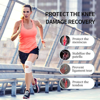 FDTY Knee Brace with Side Stabilizers Relieve Meniscal Tear Knee Arthritis, Breathable Adjustable Knee Support Suitable for Men and Women with Sports Injuries (Medium, White (Left))