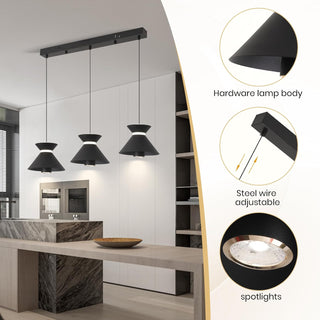 YT YATAI LIGHTING Modern Black LED Pendant Light, Minimalist Small Single Mini Pendant Light for Kitchen Island, Bedroom, Bedside, Adjustable 3 Color Light