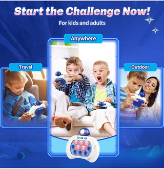 Reva Quick Push Electronic Pop Light Up Games | Decompression Puzzle Machine | Sensory Push Pop Bubble Toy | Interactive Button Toy for Kids | Perfect Birthday Gift for Boys and Girls (Blue Astronaut)