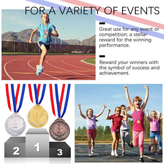 Swpeet Metal Gold Silver Bronze Award Medals with Ribbon, Olympic Style Winner Medals for Kids Children's Events, Classrooms, Office Games and Sports - 1st 2nd 3rd Place