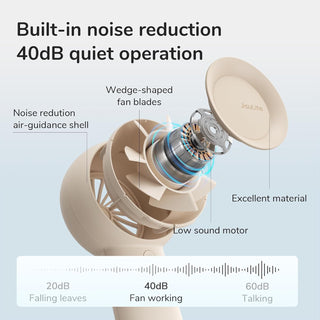 JISULIFE Handheld Turbo Fan [16H Max Cooling Time] Mini Portable Hand Fan, 4000mAh USB Rechargeable Personal Fan, Battery Operated Small Pocket Fan with 5 Speeds for Travel/Outdoor/Home/Office - Brown