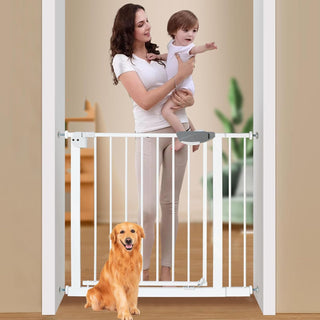 SKY-TOUCH Auto Close Safety Baby Gate, Extra Wide Child Gate 75-84cm + 30cm Extension Kit Maximum Suitable For 114cm, Baby Gates for Stairs & Doorways, Easy Install (Gate + 10cm Extension Kit)