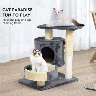 SKY-TOUCH Cat Tree Tower｜Durable Cat Condo with Sisal Scratching Posts｜Cozy Cat House,｜Ladder & Resting Platforms for Indoor Use | Assembly accessories｜120×49×39cm,Gray