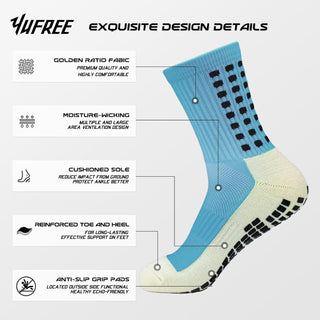 Yufree Men's Soccer Socks Anti Slip Non Slip Grip Pads for Football Basketball Sports Grip Socks, 4 Pair