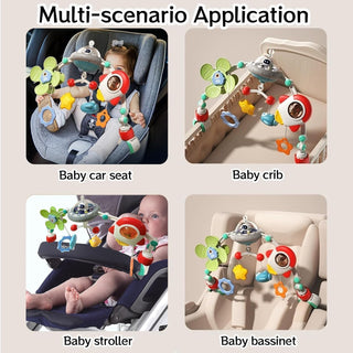 AM ANNA Baby Stroller Arch Toy, Car Seat Toys for Babies 0-12 Months,Activity Musical Arch Toy with Animal Accessories, Sensory Travel Crib Bouncer Bassinet Toys for Toddler Boy Girl