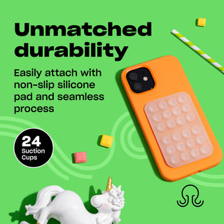 OCTOBUDDY - Silicone Suction Phone Case Adhesive Mount - Hands-Free, Strong Grip Holder for Selfies & Videos - Durable, Easy to Use - iPhone & Android Compatible - 2.25″ x 3.25″, Transparent