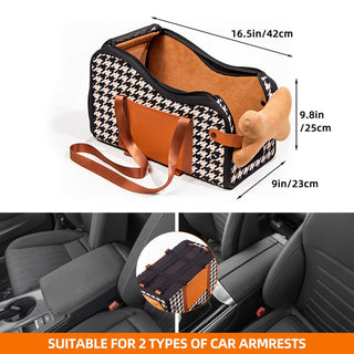 Amoilly Dog Car Seat For Small Dog, Center Console Puppy Car Seat, Pet Booster Seat For Car, Dirt-Proof Portable Pet Carrier For Outdoor, With Straps And Cooler Mat (Karamell)