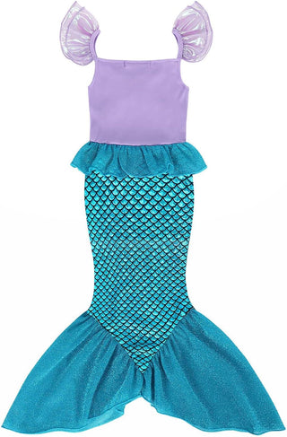 WonderBabe Little Girl Mermaid Princess Dresses Ariel Costume for Grils Birthday Party Halloween Cosplay Outfit with Accessories