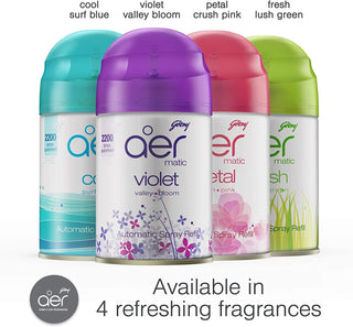 Godrej aer Matic, Automatic Air Freshener Refill Pack for Room, Home - Petal Crush Pink (225 ml), Fghkarpox010