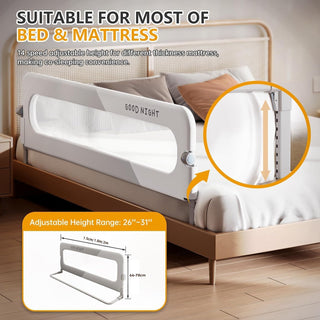 U-HOOME Bed Rails for Toddlers-Foldable Baby Bed Rails Guard,Kids'Bed Rails Guards,Safety Bed Fence Protector Rail,Adjustable Heights&Swing Down Bed Guard Rail for Queen King Twin Bunk (1.5m-pink)