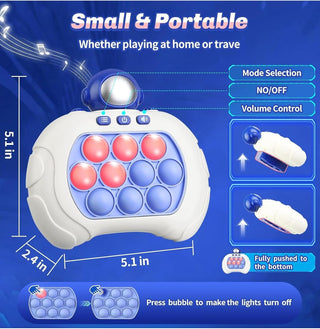 Reva Quick Push Electronic Pop Light Up Games | Decompression Puzzle Machine | Sensory Push Pop Bubble Toy | Interactive Button Toy for Kids | Perfect Birthday Gift for Boys and Girls (Blue Astronaut)