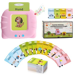 Talking Flash Cards Learning Toys for Toddlers 1-6 Year Old,British English, 224 Words, Audible Educational Toys, Preschool Learning Resource Electronic Interactive Toy Birthday Gifts for Kids-Pink