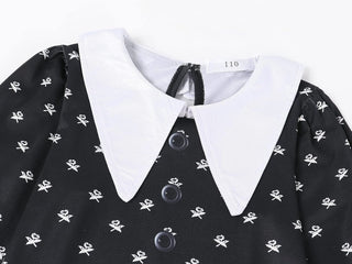 AmzBarley Girls Addams Costume Little Kids Addams Family Dress Up for Halloween Cosplay Birthday Party