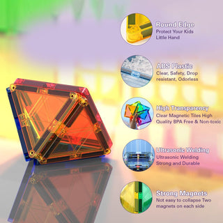 GRAFLO Magnetic Building Blocks & Construction Blocks Set for Kids - 68 Pcs Vibrant 3D Building Set as Education Toys - Magnetic Toys & Tiles for Kids - Magnetic Block for Kids - Toy for Kids 3+ Years