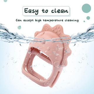 AoiSouk Baby Teether, Silicone Teething Toys for Babies 0-6 Months, Baby Chew Toys for Sucking Needs, Teething Pacifier, BPA Free Anti-Drop Silicone(Dark Pink&Rose Pink&Beige)