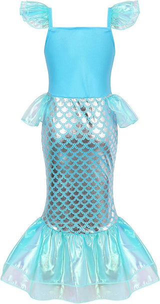 WonderBabe Little Girl Mermaid Princess Dresses Ariel Costume for Grils Birthday Party Halloween Cosplay Outfit with Accessories