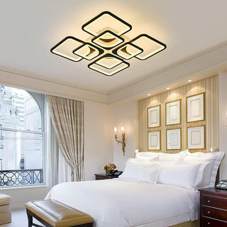 Qcyuui Dimmable Modern Ceiling Light, Acrylic LED Round Flush Mount Lighting Fixtures, 56W 4-Lights 56cm Indoor White Ceiling Lamp with Remote for Living Room Kitchen Bedroom Dining Room Office