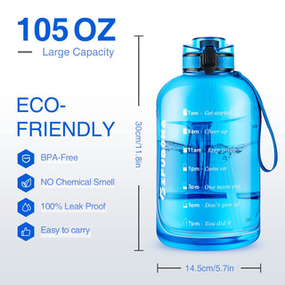GIFUBOWA 3l Goal Large Water Bottle with Handle BPA Free Leakproof Motivational Big Sports Capacity Drink Jug