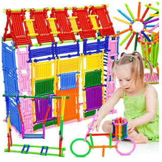 Playmate 500 PCS Smart Sticks Building Toy Building Blocks Different Shape Educational Construction Engineering Set 3D Puzzle, Interlocking Creative Connecting Kit