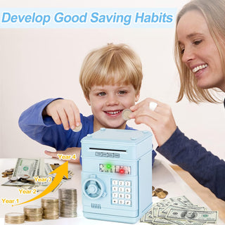 Refasy Piggy Bank for Girls 4-11 Years Old,Refasy Kids Safe Bank for Boys Christmas Birthday Gifts Toy for Kids Electronic ATM Money Bank for Adults Money Saving Box Safe Coin Bank Toy Kids Toys Pink