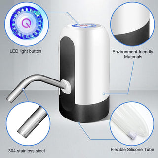 SKY-TOUCH 5 Gallon Water Bottle Pump, USB Charging Portable Electric Water Pump for for for 2-5 Gallon Jugs USB Charging Portable Water Dispenser for Office, Home, Camping, Kitchen and etc,Black