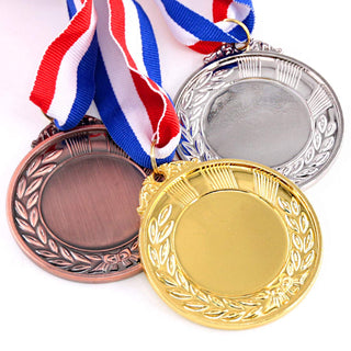 Swpeet Metal Gold Silver Bronze Award Medals with Ribbon, Olympic Style Winner Medals for Kids Children's Events, Classrooms, Office Games and Sports - 1st 2nd 3rd Place