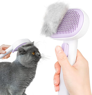 aumuca Cat Brush for Shedding and Grooming, Self Cleaning Slicker Brush for Short or Long Haired Cats, Pet Dog Hair Brush for Puppy Kitten Massage Removes Loose Undercoat, Mats, Tangled Hair, Shed Fur