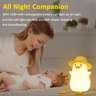 OkiyiD Duck Night Light, Cute Duck Gifts for Girl, Duck Lamp Gifts Dorm Decor Lamp for Nursery, ABS+SIL, Touch Control, Portable and Rechargeable Dimmable, Birthday Gifts for Boys Girls (DoDo Duck)