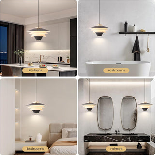 YT YATAI LIGHTING Modern Black LED Pendant Light, Minimalist Small Single Mini Pendant Light for Kitchen Island, Bedroom, Bedside, Adjustable 3 Color Light