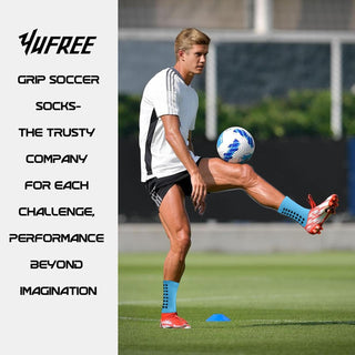 Yufree Men's Soccer Socks Anti Slip Non Slip Grip Pads for Football Basketball Sports Grip Socks, 4 Pair