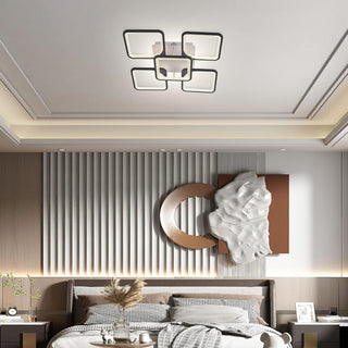 Qcyuui Dimmable Modern Ceiling Light, Acrylic LED Round Flush Mount Lighting Fixtures, 56W 4-Lights 56cm Indoor White Ceiling Lamp with Remote for Living Room Kitchen Bedroom Dining Room Office