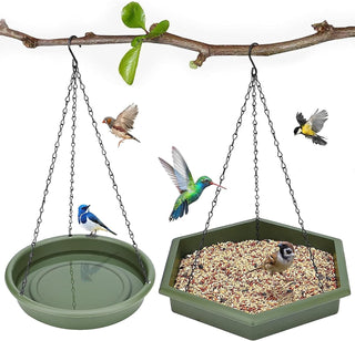TOYBY Hanging Bird Bath Hanging Bird-Feederm, 2 in 1 Hanging Bird Feeder & Bird Bath for Outside,Bird Feeder Plate Hanging Tray Bird Bath Tray Hanging Bird Water or Bird Seed hanging bird baths