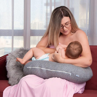 The Moon Brand Nursing-Breast Feeding Baby Pillow, Newborn/Infant support Cushion -Multiuse-Portable for Travel -Washable Bamboo Pillowcase-50x50x10 cm