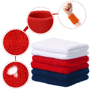 6 Pack Wrist Sweatbands Tennis Wrist Bands Absorbent Sweatbands for Football Basketball Running Athletic Sports and Working Out