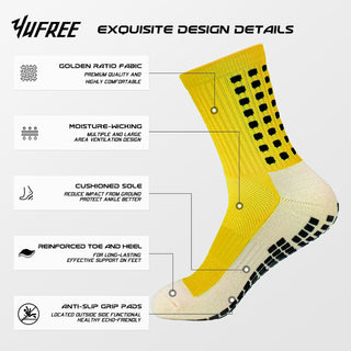 Yufree Men's Soccer Socks Anti Slip Non Slip Grip Pads for Football Basketball Sports Grip Socks, 4 Pair
