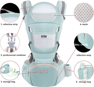 Deal Hunt 6 in 1 Baby Carrier Hip Seat, Multifunctional Baby Strap Waist Carrier for walking, Shopping, Trip, Hiking - Adjustable Size & Suitable for 0-36 Months Baby with Gift Box Packaging (Grey)
