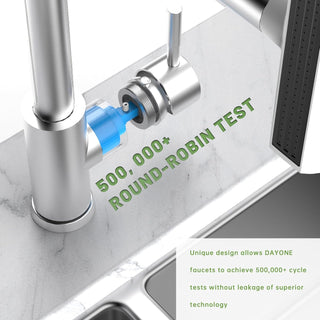 DAYONE Waterfall Kitchen Sink Tap with Pull Out Sprayer, Matte Black Kitchen Faucet Raindance 3 Modes, Modern Stainless Steel 1 Hole Sink Mixer, 360° Swivel & Single Handle, DAY-CR2546