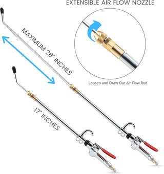 NEIKO 31121A High Flow Air Blow Gun | 3 Pc Pneumatic Air Nozzle | Dust Gun | Air Gun Compressor Accessories | ¼”