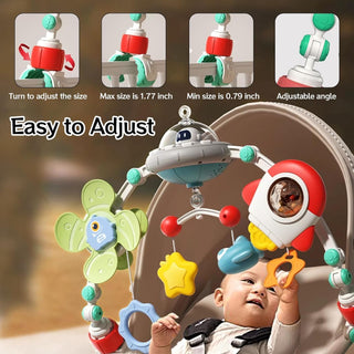 AM ANNA Baby Stroller Arch Toy, Car Seat Toys for Babies 0-12 Months,Activity Musical Arch Toy with Animal Accessories, Sensory Travel Crib Bouncer Bassinet Toys for Toddler Boy Girl