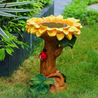 TOMVAES Bird Bath Bowl for Home Garden Wild Bird Food Storage Multi-Purpose Bird Tray Outdoors Standing Handmade Resin Wild Bird Feeders Tree-shaped Butterfly Feeder Fountain with Pedestal