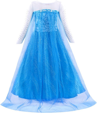 WonderBabe Girls Snow Queen Costume Kids Princess Coronation Dress Up Halloween Birthday Party Cosplay Outfit with Accessory Set 1-12 Years