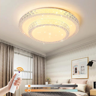 Aiwewin LED Ceiling Light 48W,3 Colors Dimmable LED Flush Mount Lighting Fixture with Remote,Crystal Edge Round Ceiling Lamp for Living Room Bedroom Hallway