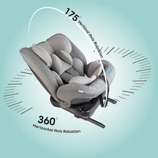 MOON Rover Car Seat – Baby Travel Gear Group 0-1-2-3 360 Degree Carrier w/Isofix 0-12yr Safety Products Rear & Forward Convertible Accessories - Grey